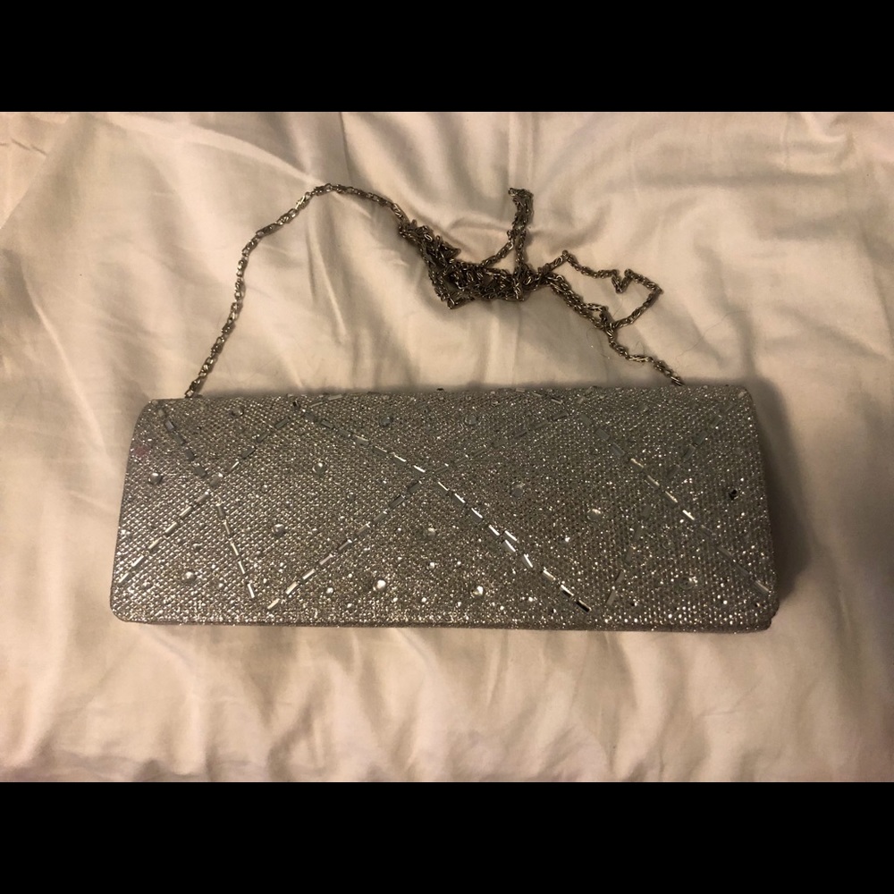 Silver glittery handbag clutch for formal events